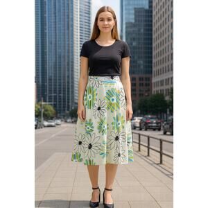 Valerie Stevens 100% Silk Floral Skirt Womens Size 4 Multicolor Event Retro